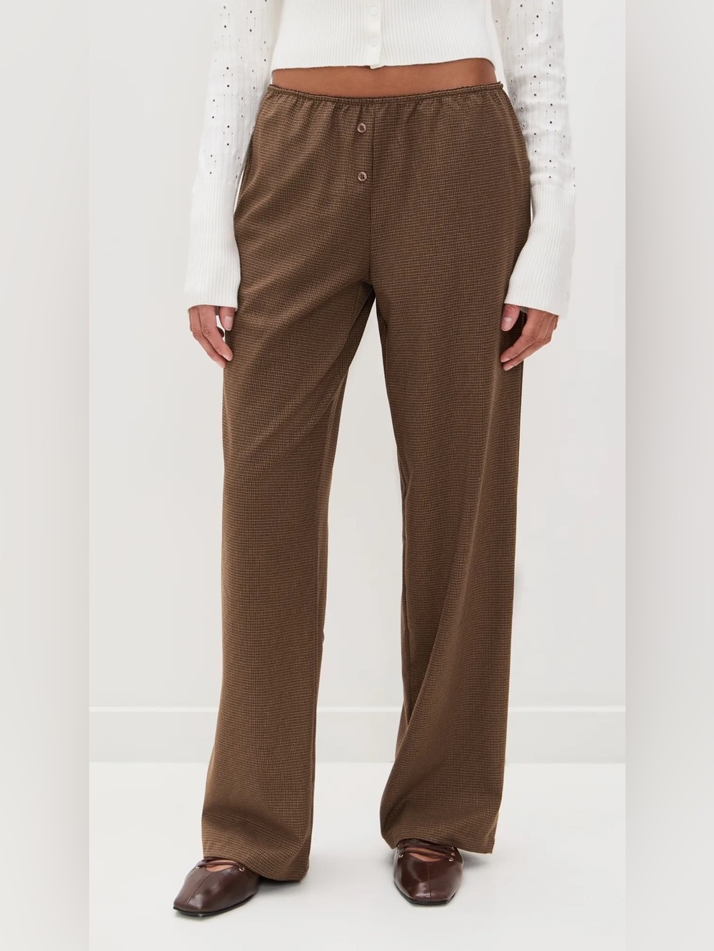 NWT Lioness Bloom Pants Chocolate Plaid - Small